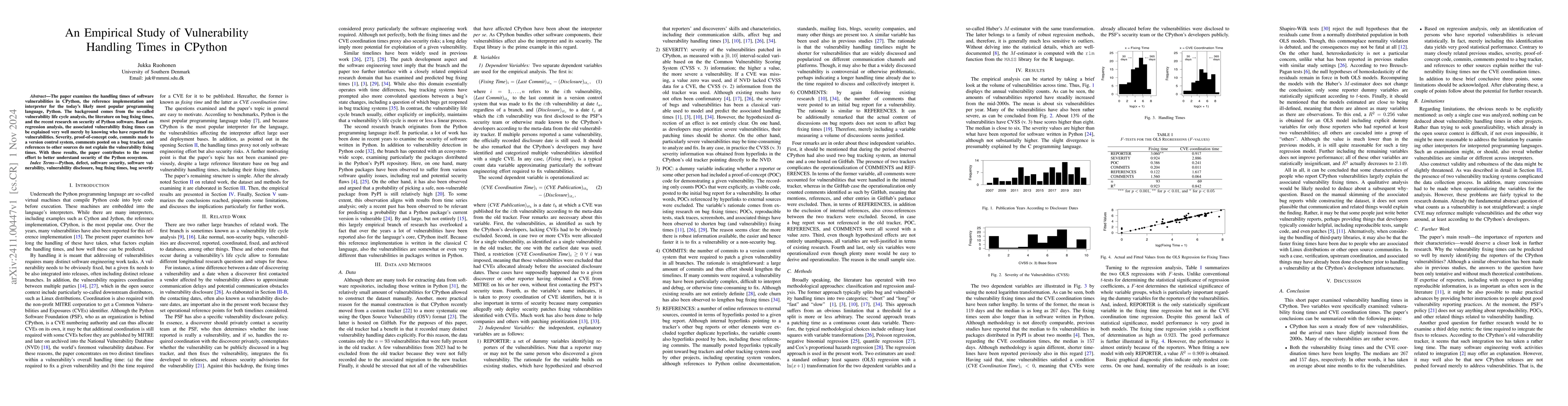 Thumbnail for An Empirical Study of Vulnerability Handling Times in CPython