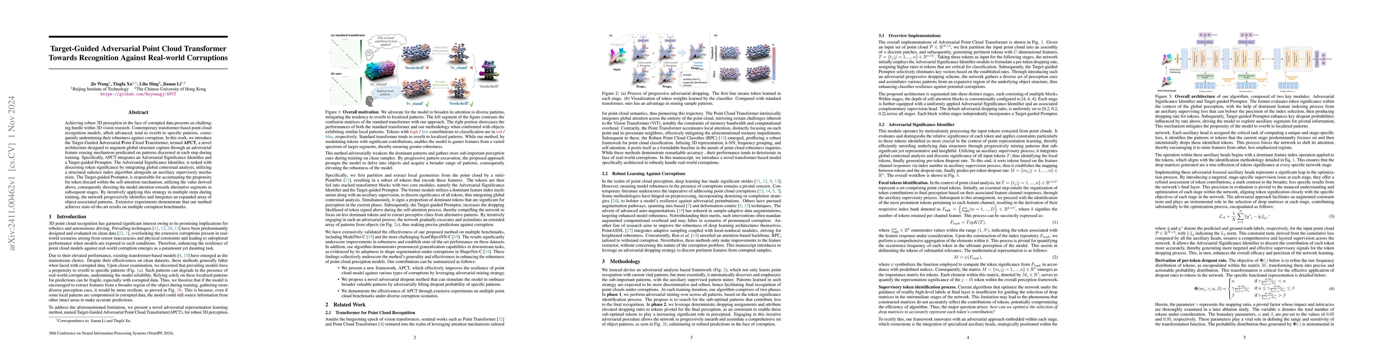 Thumbnail for Target-Guided Adversarial Point Cloud Transformer Towards Recognition
  Against Real-world Corruptions