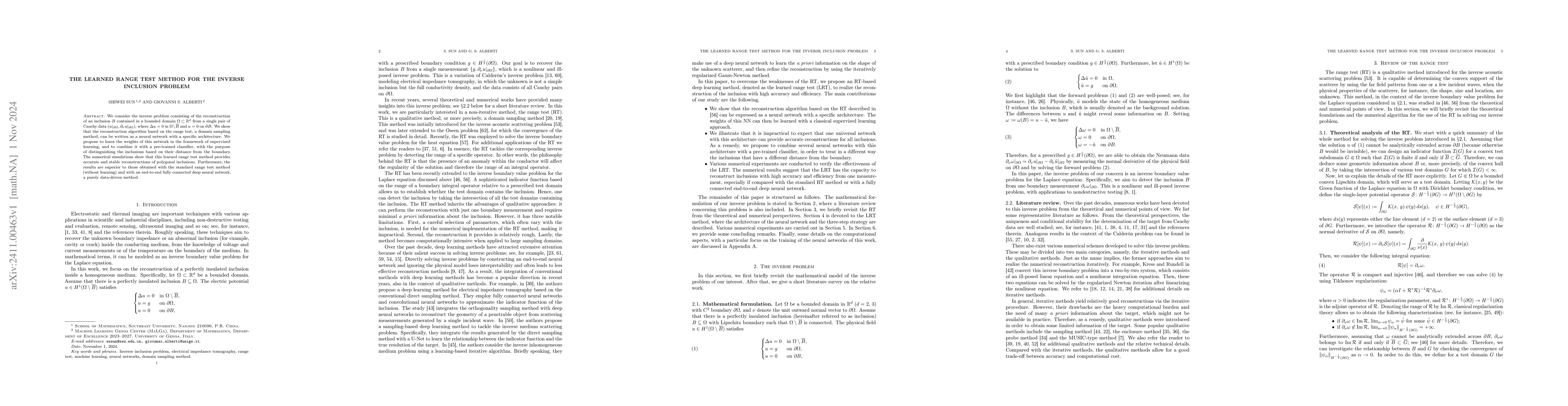 Thumbnail for The learned range test method for the inverse inclusion problem
