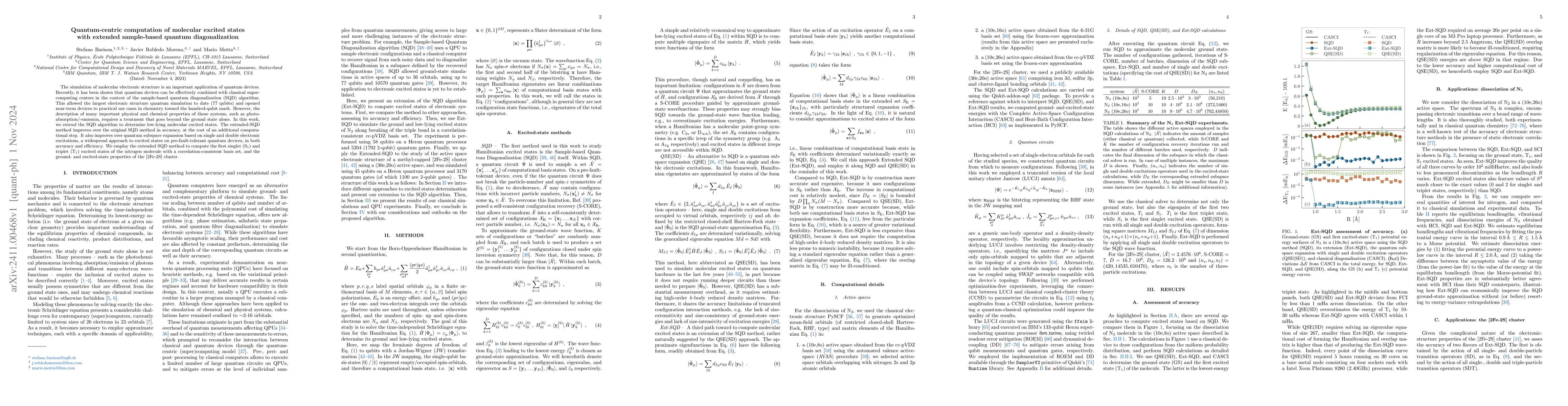 Thumbnail for Quantum-centric computation of molecular excited states with extended
  sample-based quantum diagonalization
