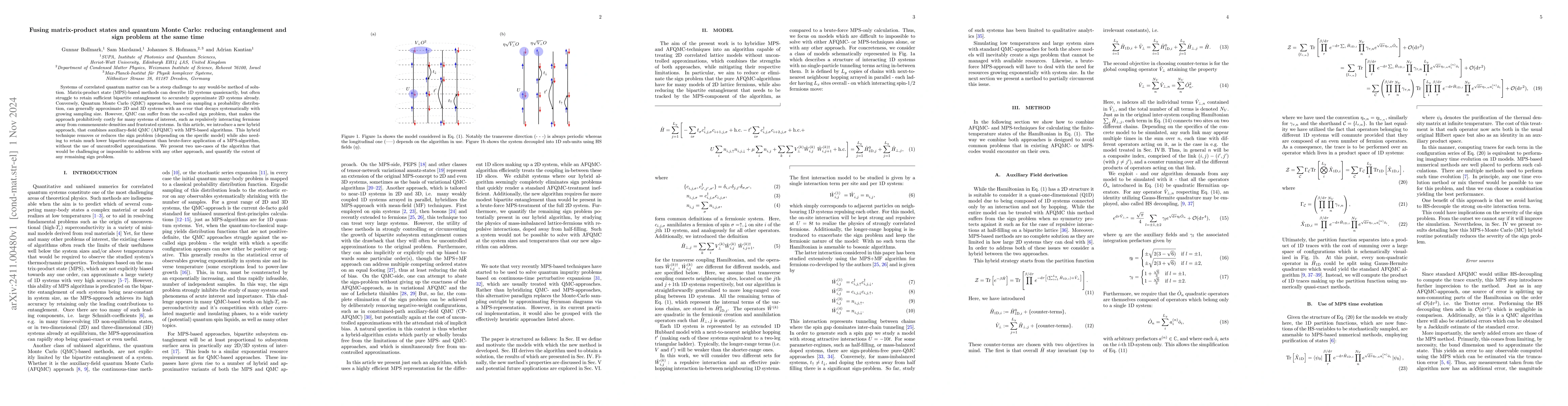 Thumbnail for Fusing matrix-product states with quantum Monte Carlo: reducing
  entanglement and sign problem at the same time