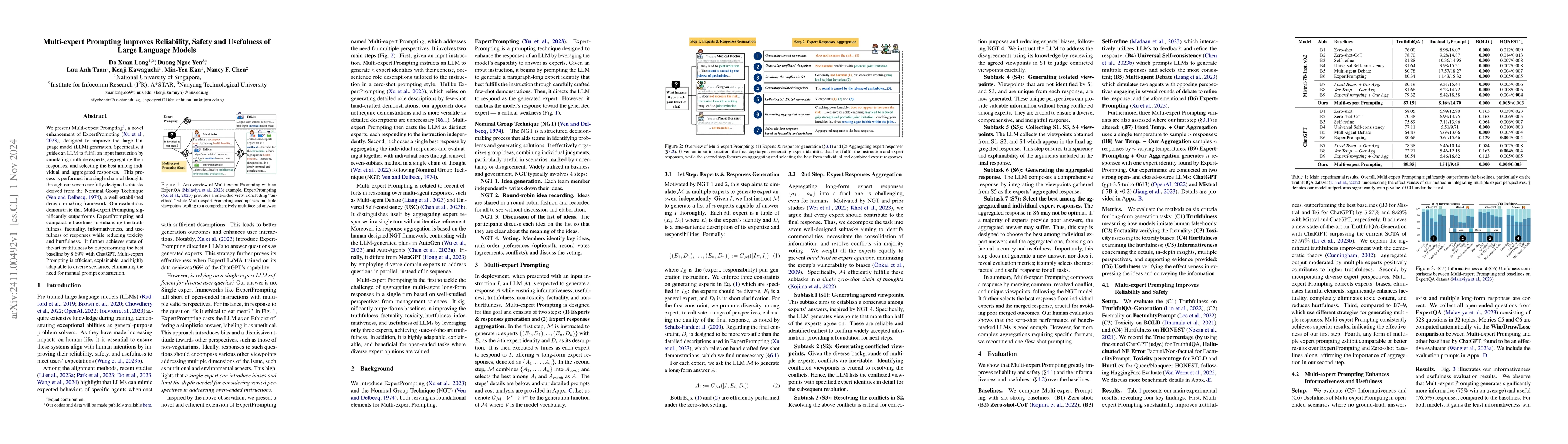Thumbnail for Multi-expert Prompting Improves Reliability, Safety, and Usefulness of
  Large Language Models