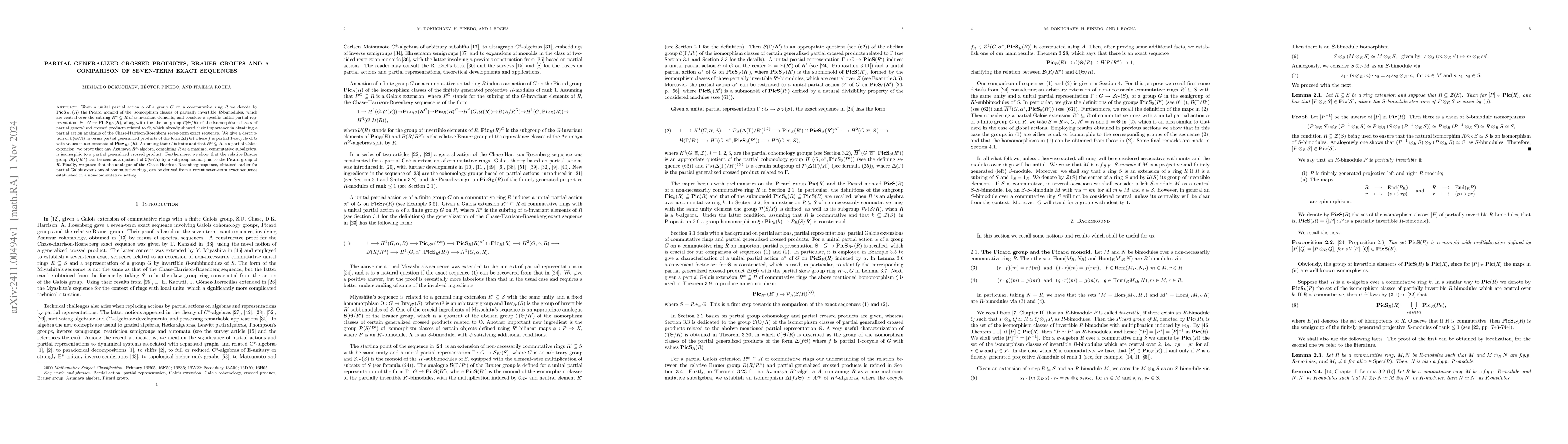 Thumbnail for Partial generalized crossed products, Brauer groups and a comparison of
  seven-term exact sequences