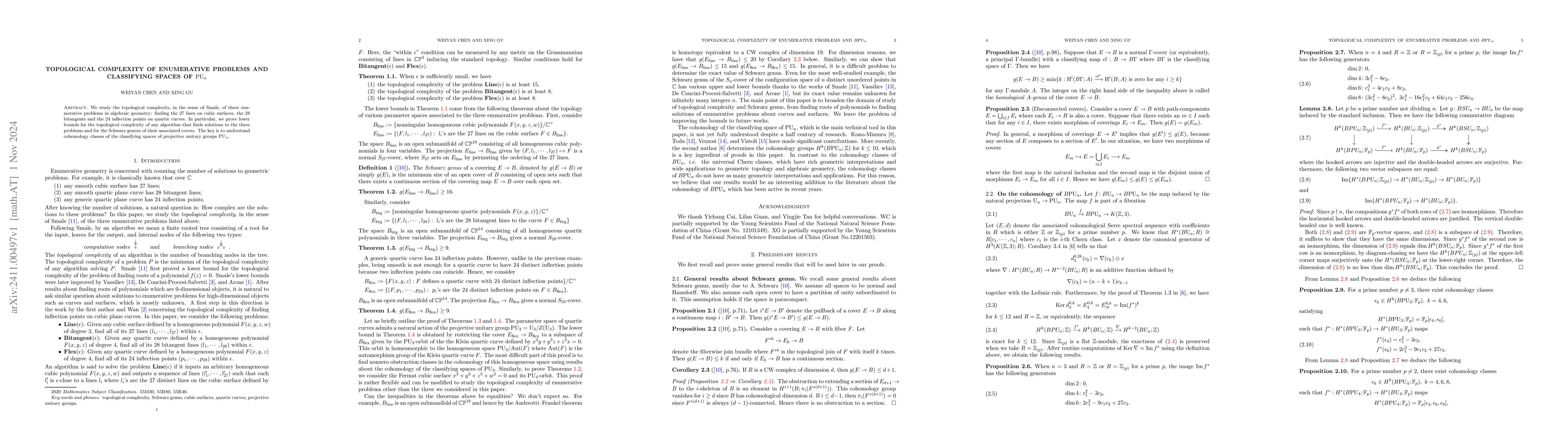 Thumbnail for Topological complexity of enumerative problems and classifying spaces of
  $PU_n$