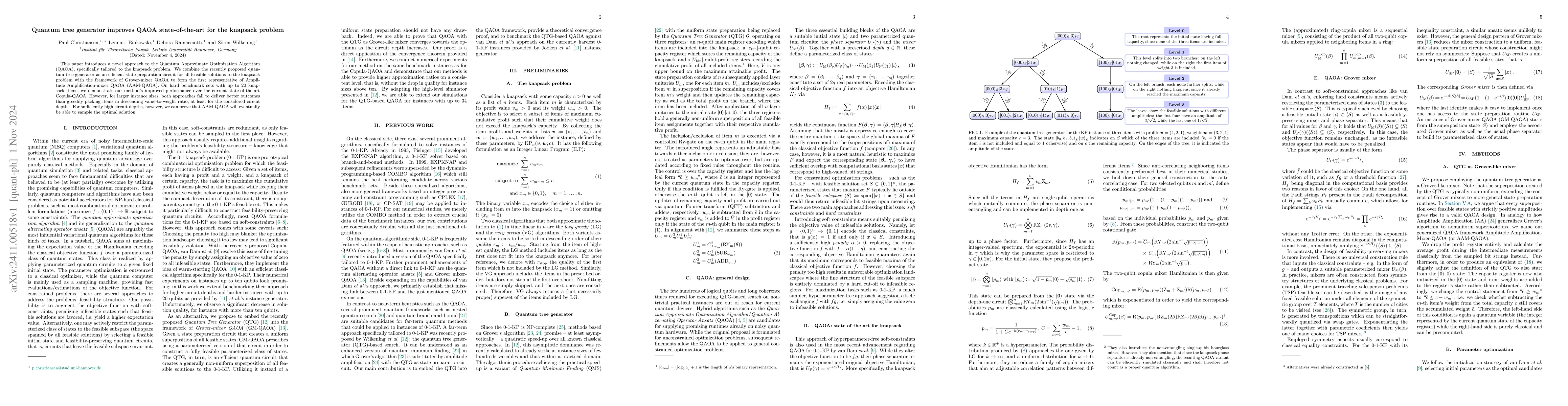 Thumbnail for Quantum tree generator improves QAOA state-of-the-art for the knapsack
  problem