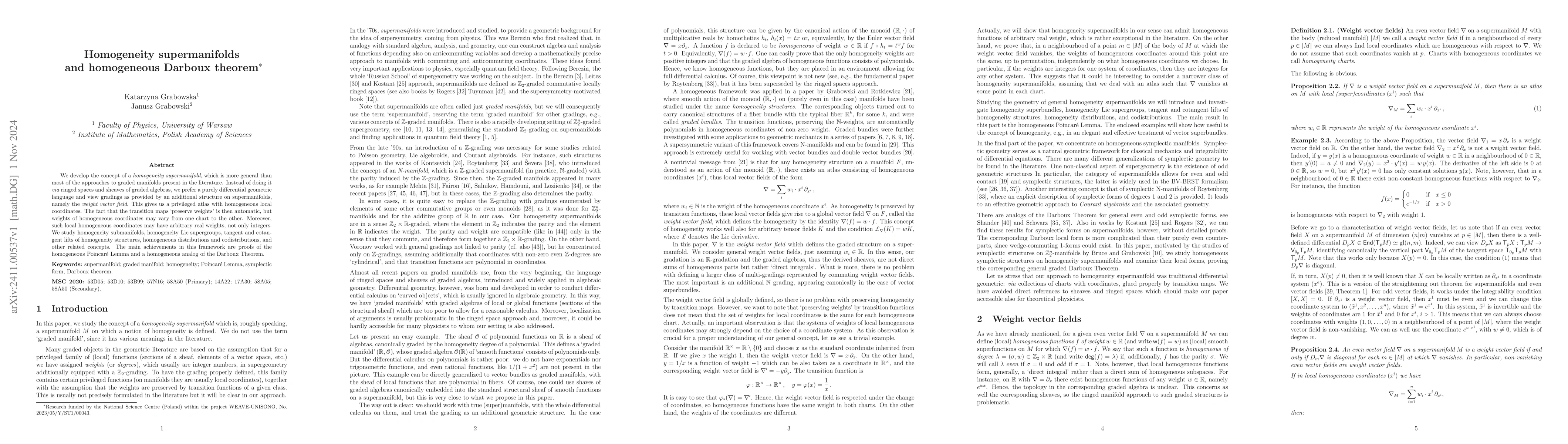 Thumbnail for Homogeneity supermanifolds and homogeneous Darboux theorem