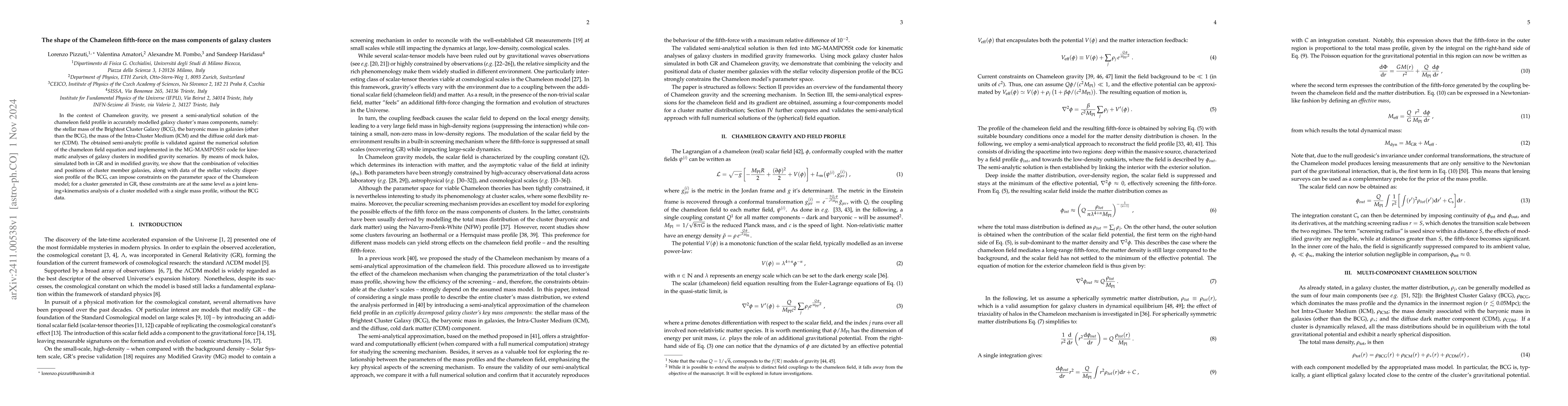 Thumbnail for The shape of the Chameleon fifth-force on the mass components of galaxy
  clusters