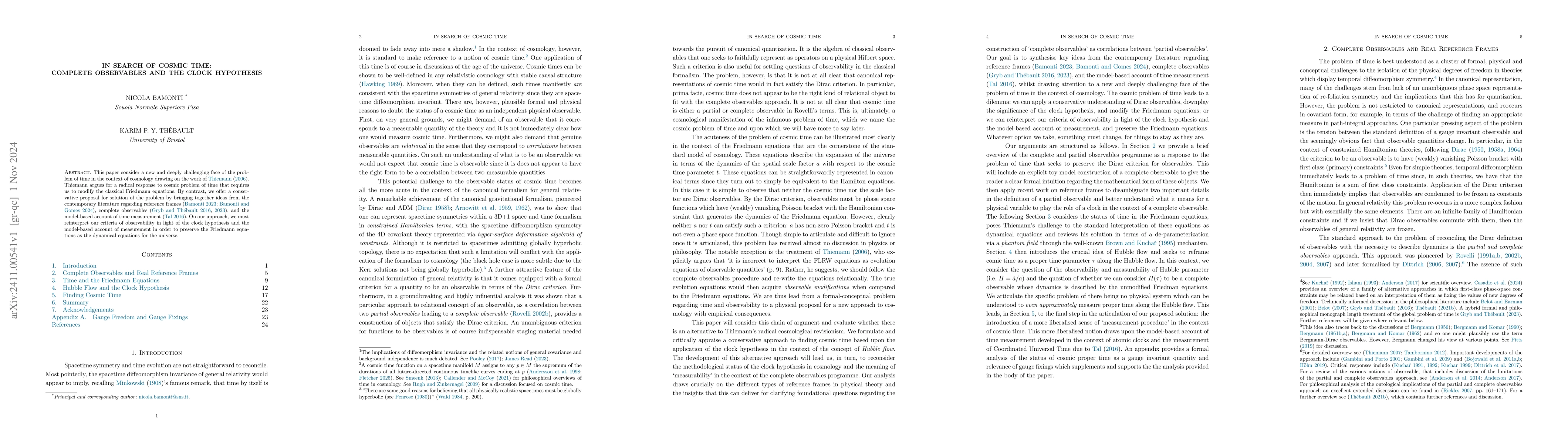 Thumbnail for In Search of Cosmic Time: Complete Observables and the Clock Hypothesis