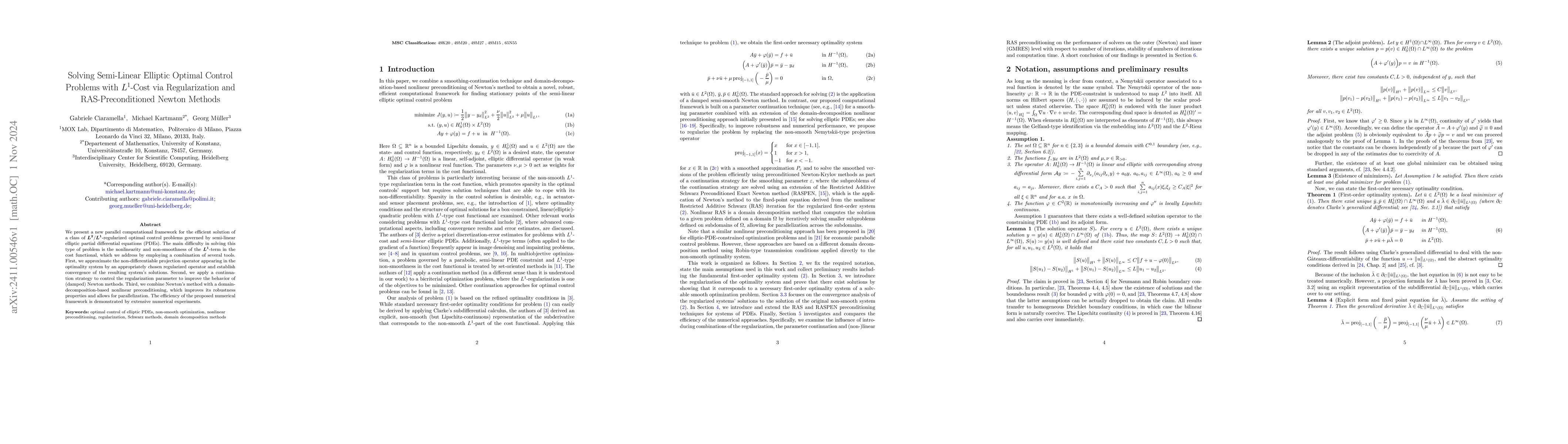 Thumbnail for Solving Semi-Linear Elliptic Optimal Control Problems with $L^1$-Cost
  via Regularization and RAS-Preconditioned Newton Methods
