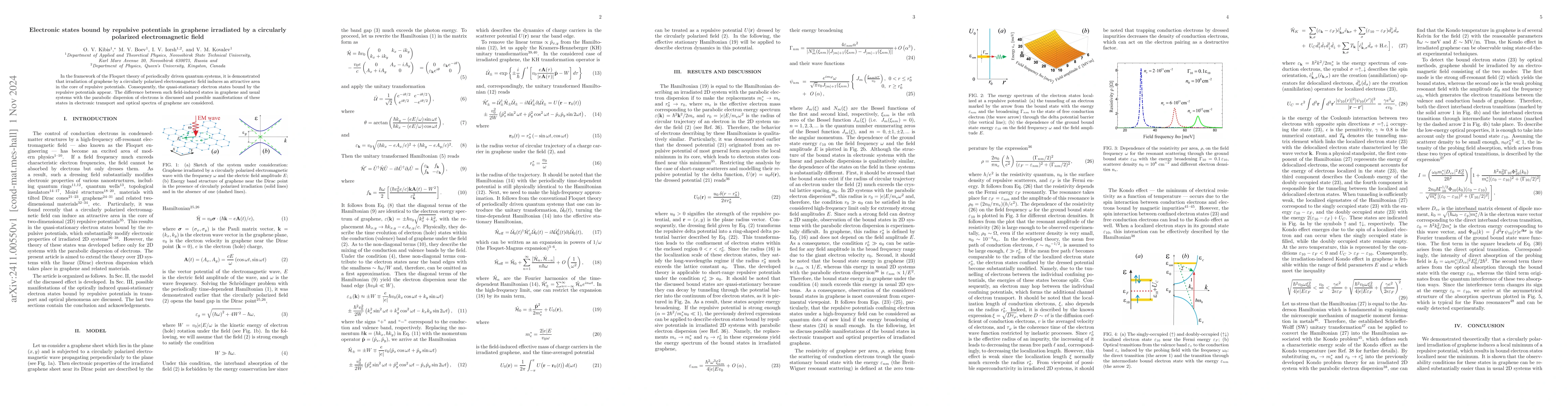 Thumbnail for Electronic states bound by repulsive potentials in graphene irradiated
  by a circularly polarized electromagnetic field
