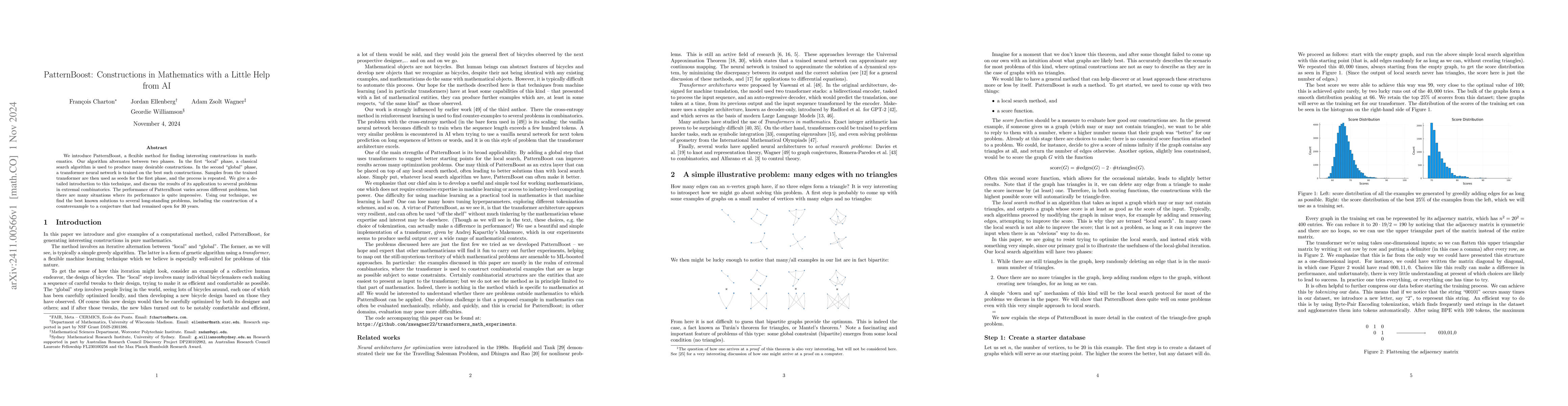 Thumbnail for PatternBoost: Constructions in Mathematics with a Little Help from AI