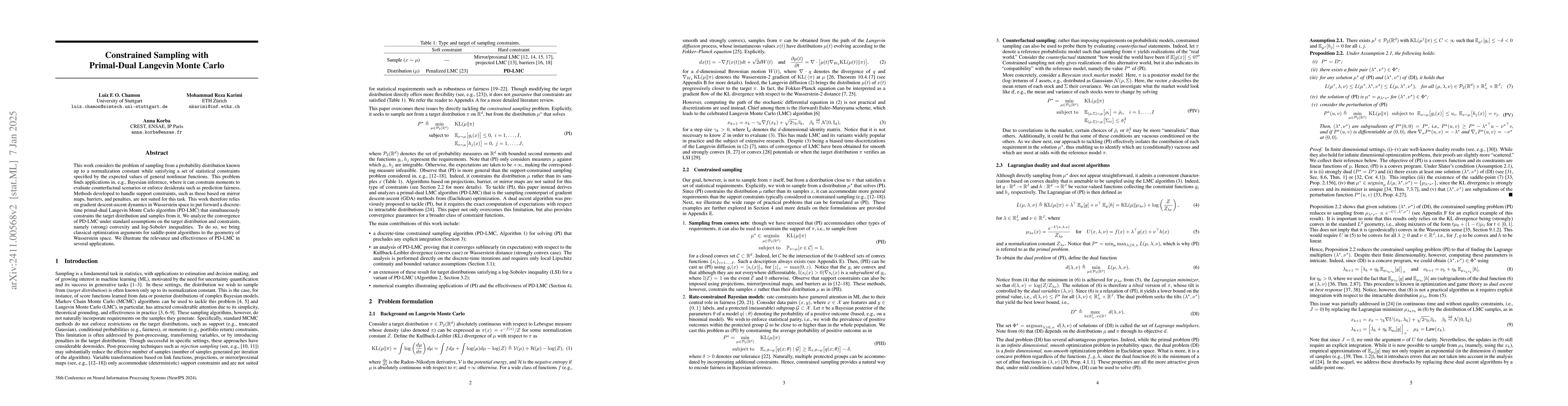 Thumbnail for Constrained Sampling with Primal-Dual Langevin Monte Carlo