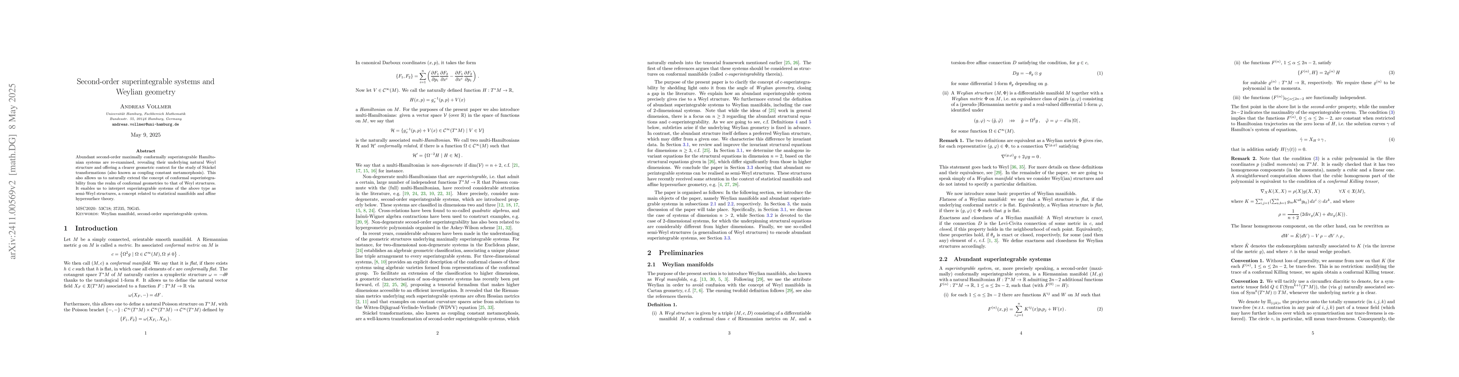 Thumbnail for Second-order superintegrable systems and Weylian geometry