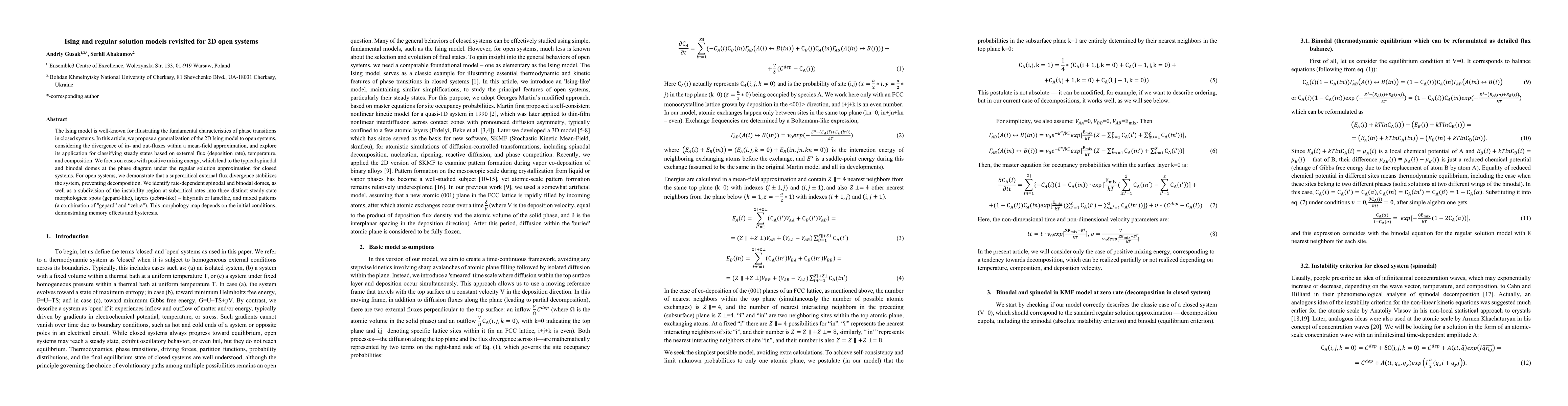 Thumbnail for Ising and regular solution models revisited for 2D open systems