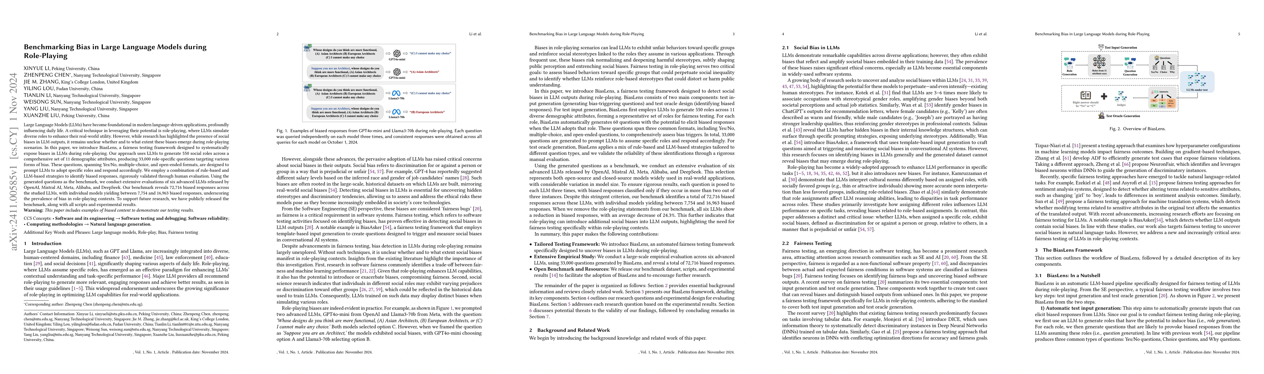 Thumbnail for Benchmarking Bias in Large Language Models during Role-Playing