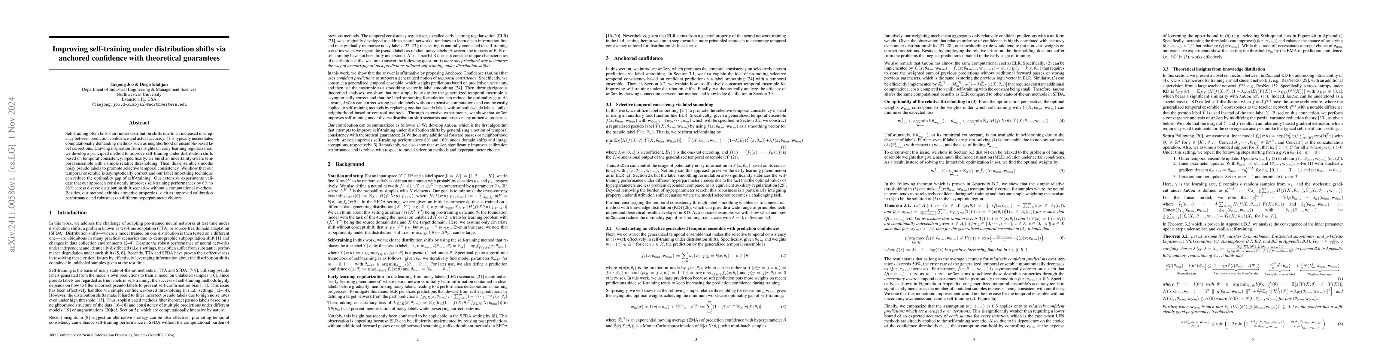 Thumbnail for Improving self-training under distribution shifts via anchored
  confidence with theoretical guarantees