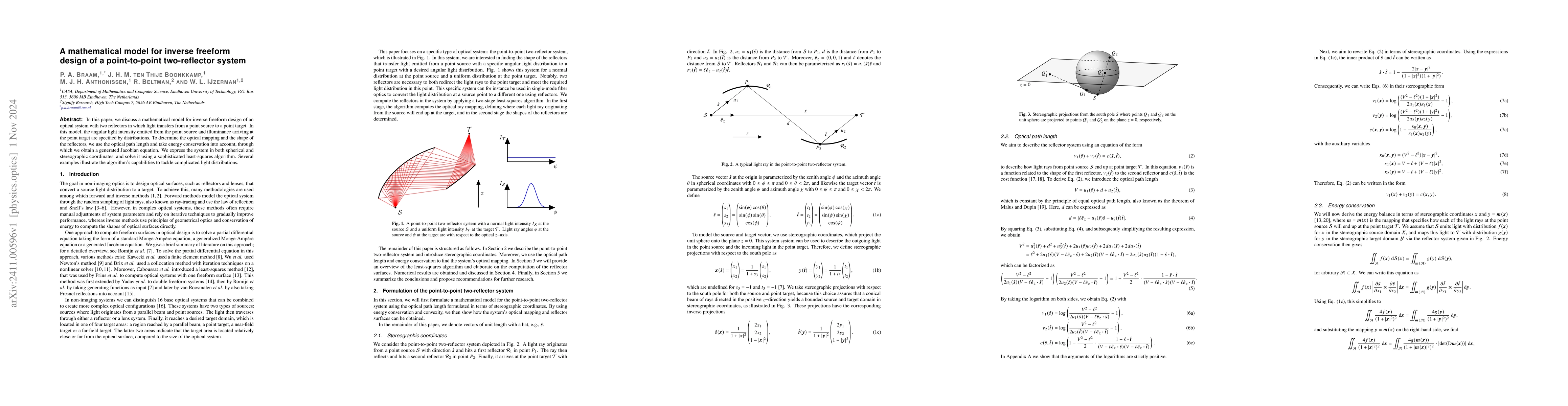 Thumbnail for A mathematical model for inverse freeform design of a point-to-point
  two-reflector system