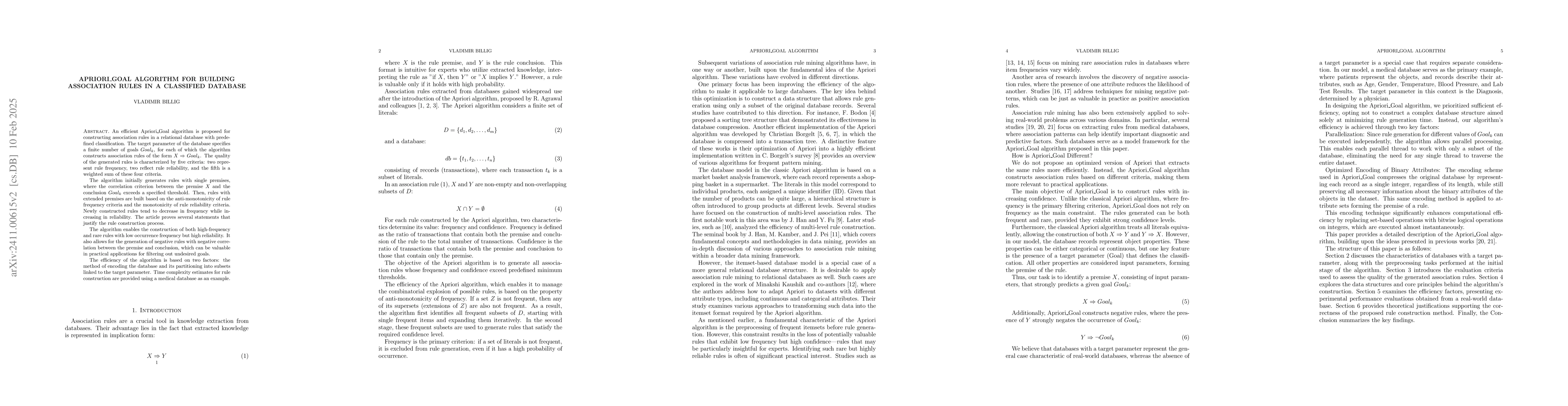 Thumbnail for Apriori_Goal algorithm for constructing association rules for a database
  with a given classification