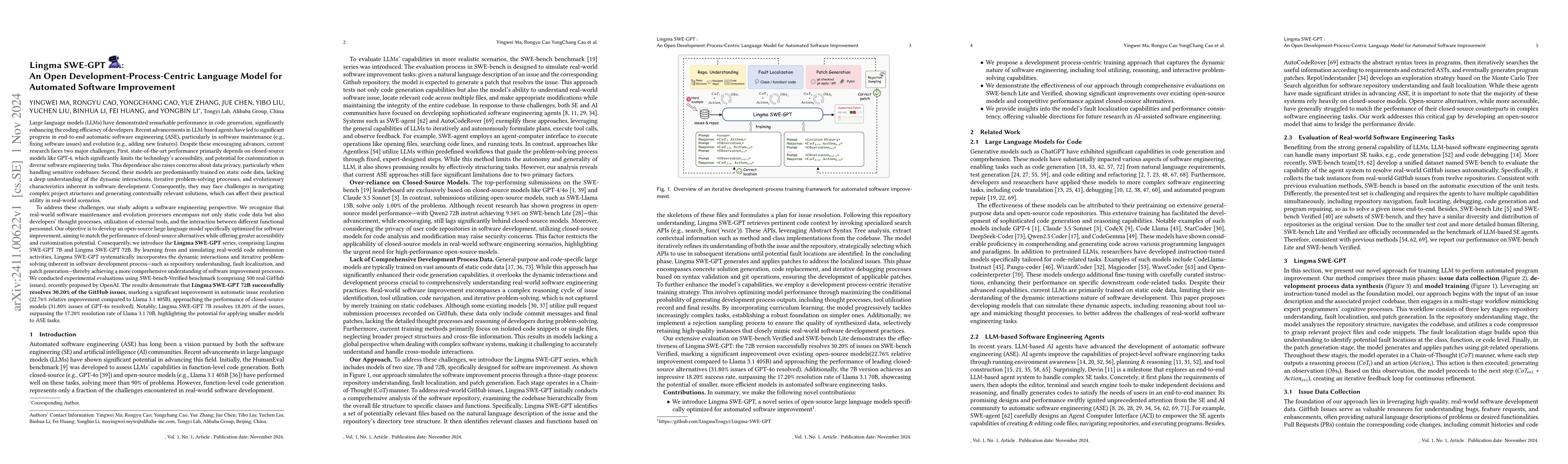 Thumbnail for Lingma SWE-GPT: An Open Development-Process-Centric Language Model for
  Automated Software Improvement