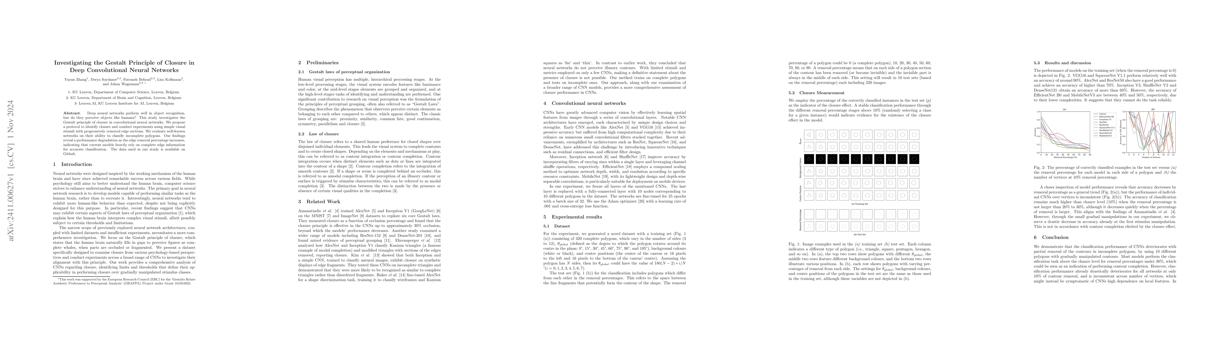Thumbnail for Investigating the Gestalt Principle of Closure in Deep Convolutional
  Neural Networks