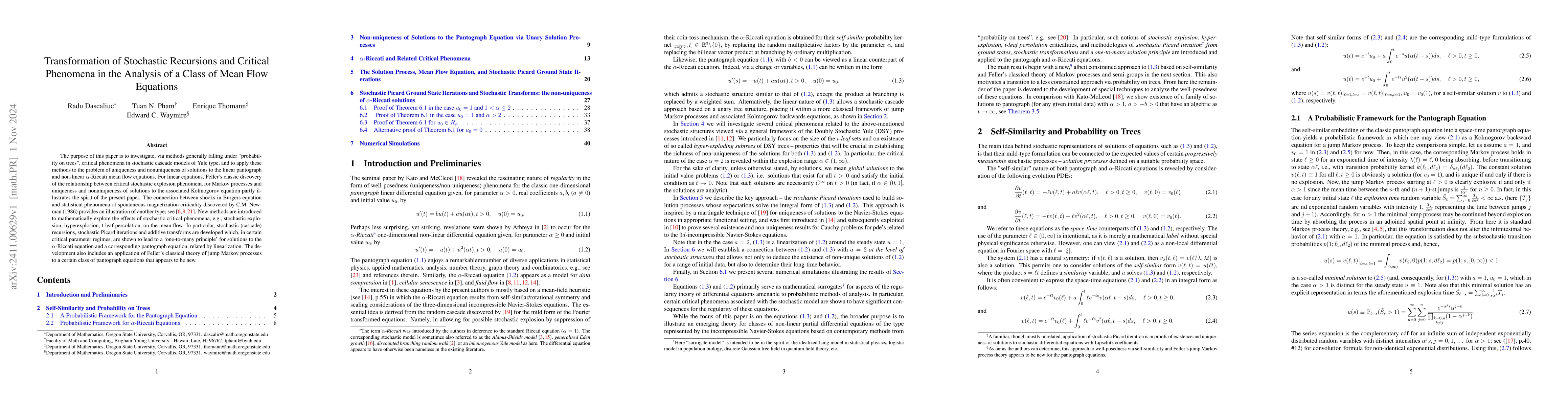 Thumbnail for Transformation of Stochastic Recursions and Critical Phenomena in the
  Analysis of a Class of Mean Flow Equations