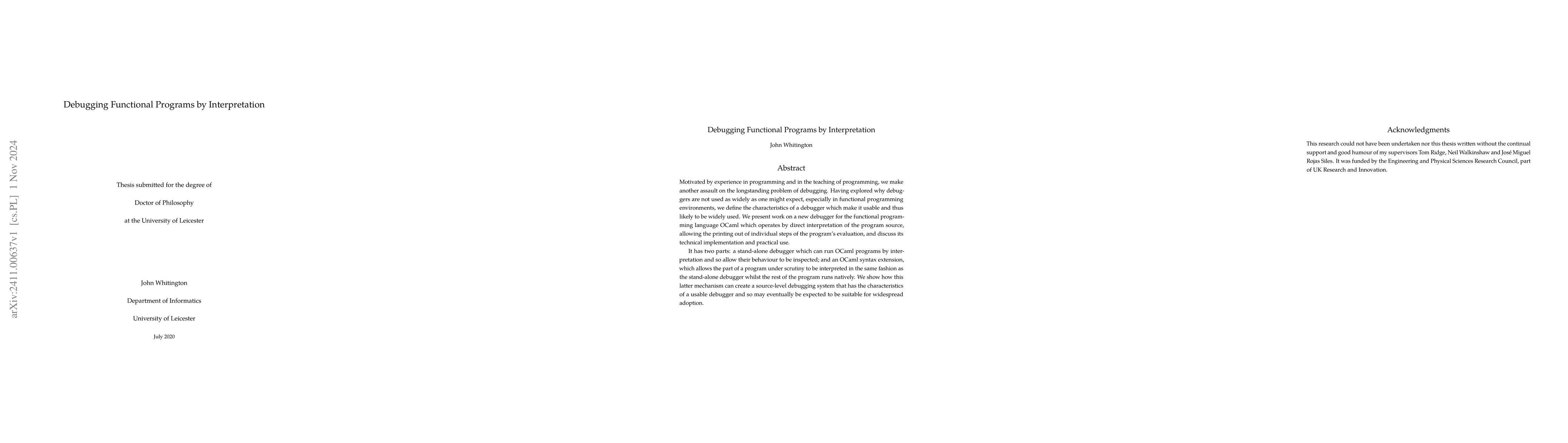 Thumbnail for Debugging Functional Programs by Interpretation