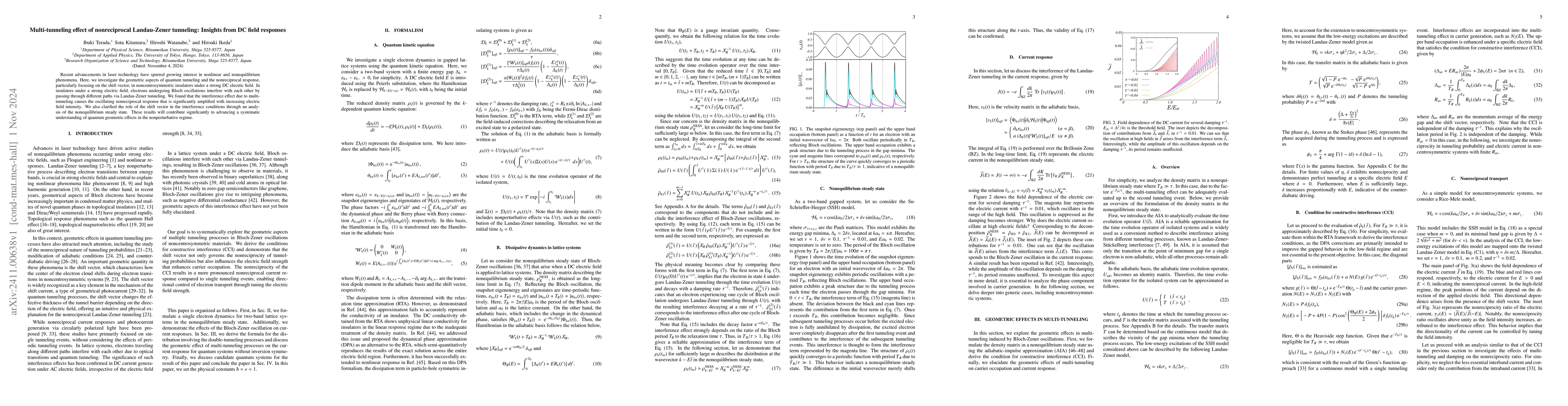 Thumbnail for Multi-tunneling effect of nonreciprocal Landau-Zener tunneling: Insights
  from DC field responses