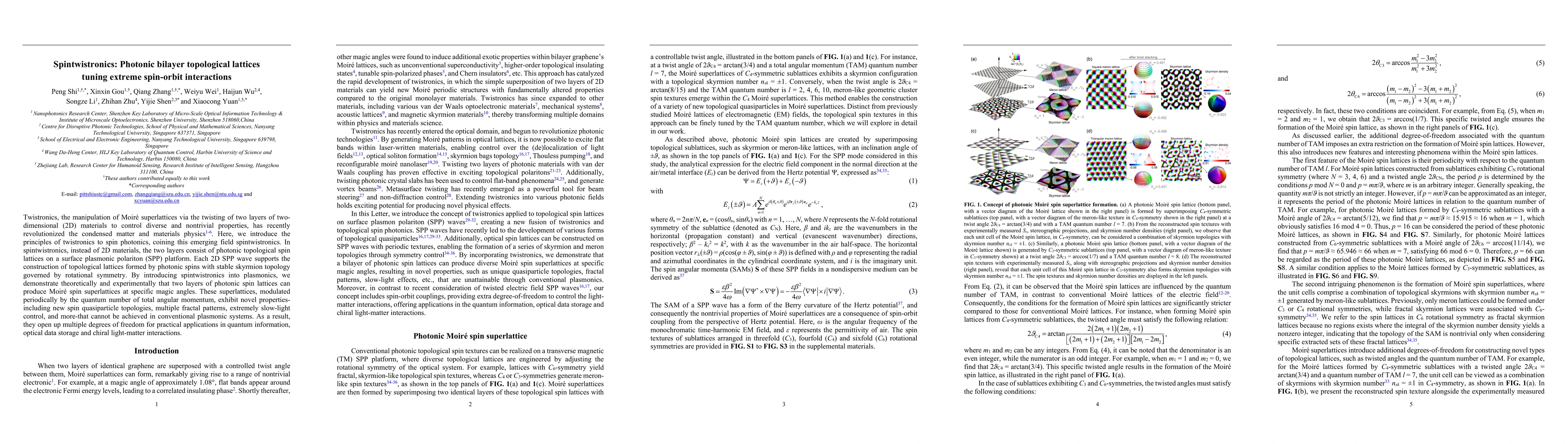 Thumbnail for Spintwistronics: Photonic bilayer topological lattices tuning extreme
  spin-orbit interactions