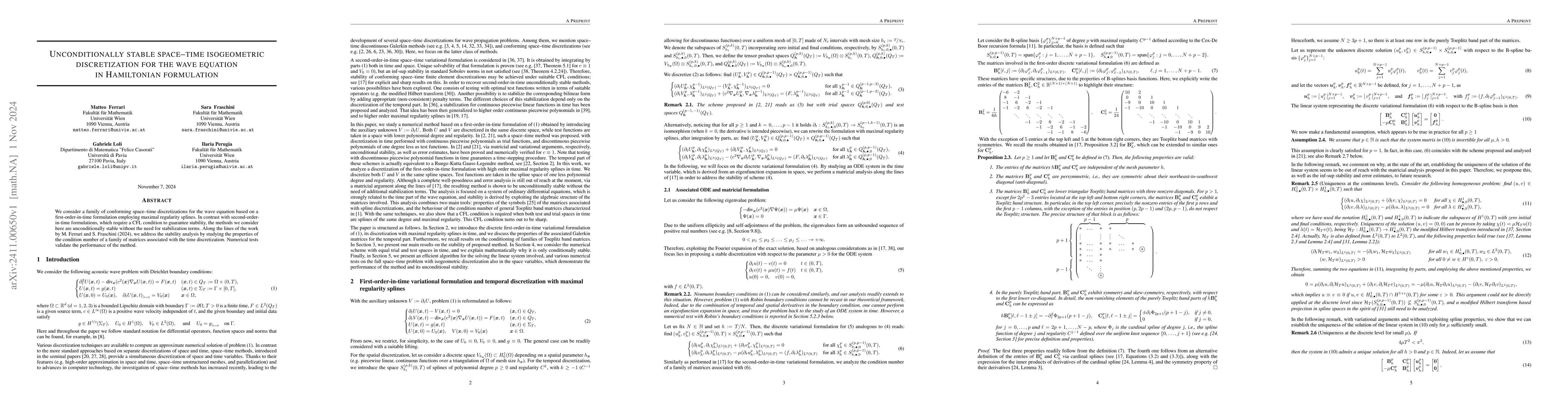 Thumbnail for Unconditionally stable space-time isogeometric discretization for the
  wave equation in Hamiltonian formulation