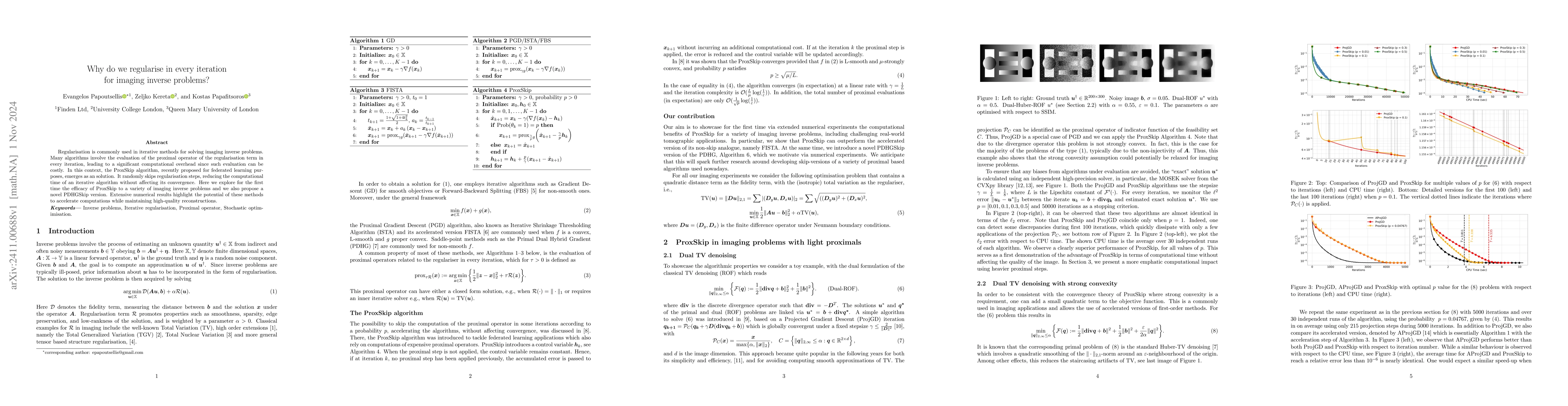 Thumbnail for Why do we regularise in every iteration for imaging inverse problems?