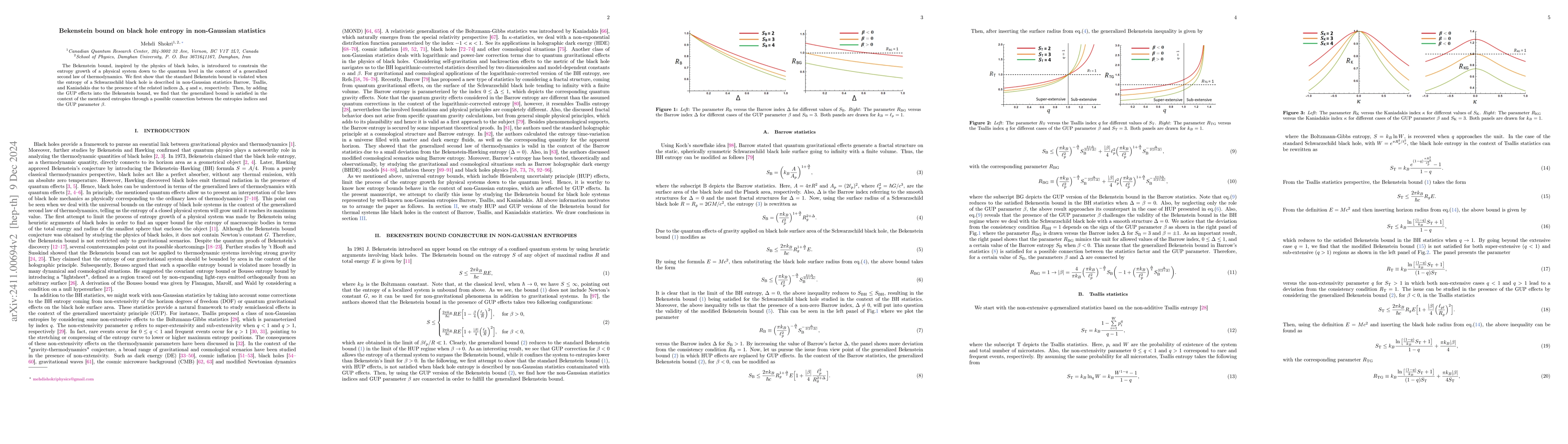 Thumbnail for Bekenstein bound on black hole entropy in non-Gaussian statistics