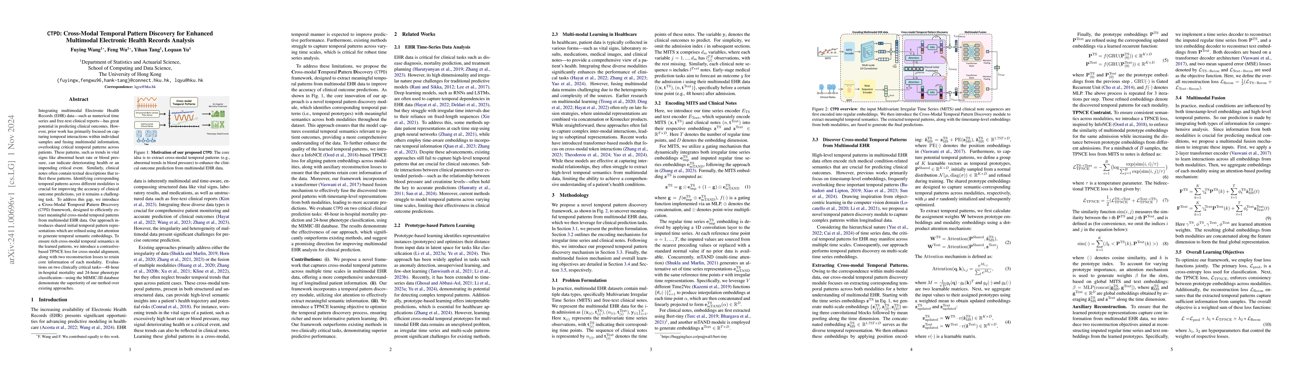 Thumbnail for CTPD: Cross-Modal Temporal Pattern Discovery for Enhanced Multimodal
  Electronic Health Records Analysis