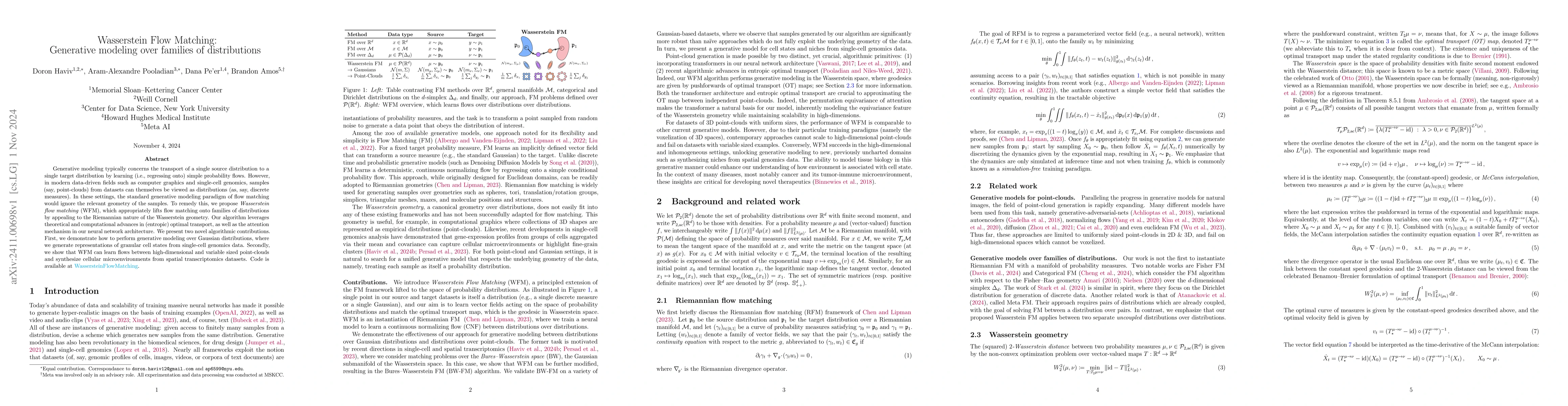 Thumbnail for Wasserstein Flow Matching: Generative modeling over families of
  distributions