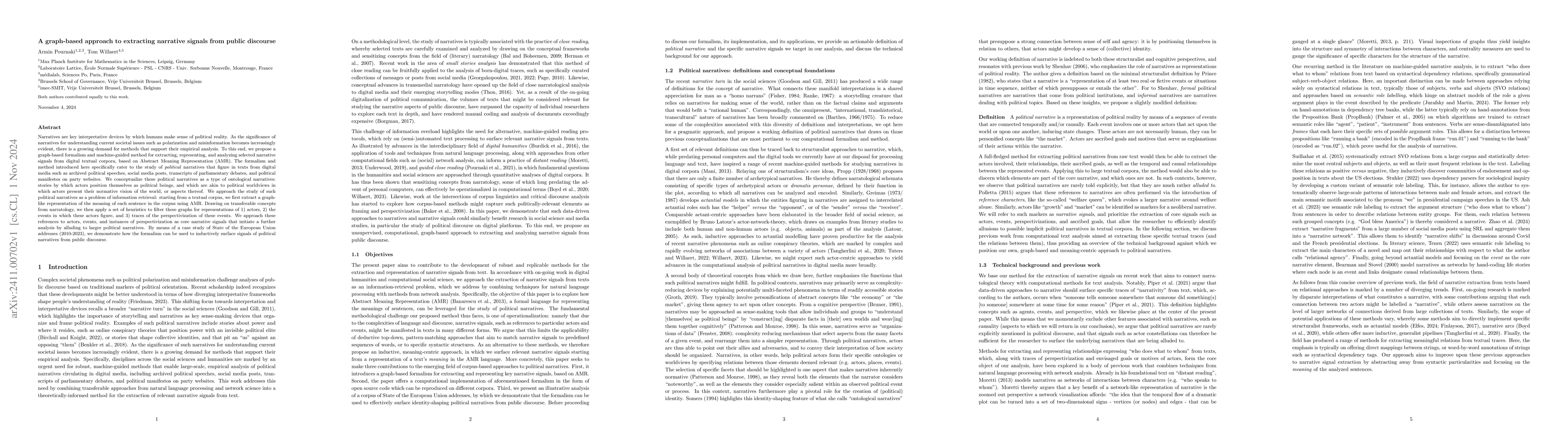 Thumbnail for A graph-based approach to extracting narrative signals from public
  discourse
