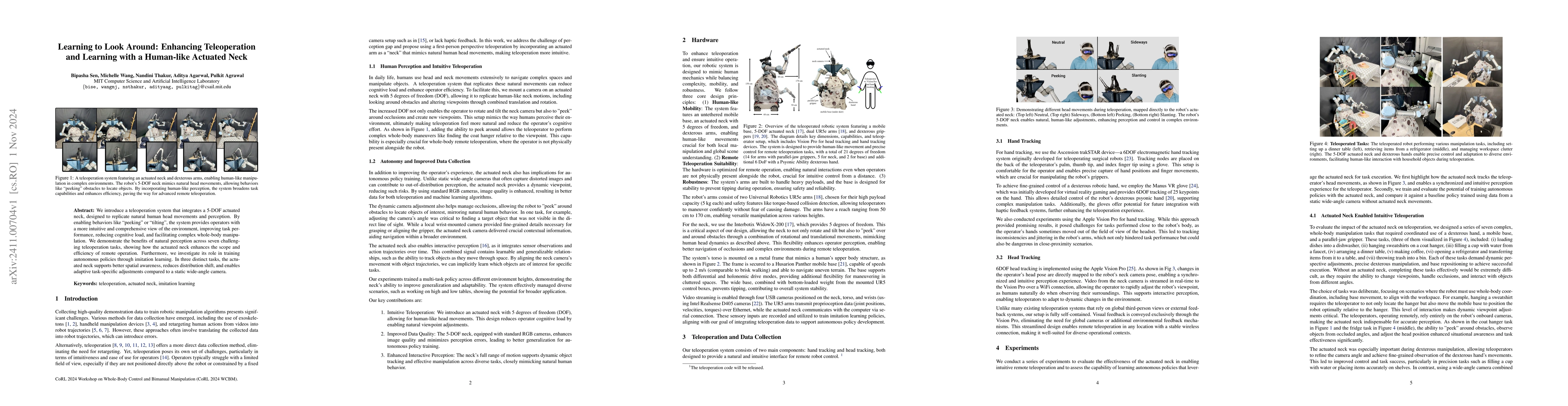 Thumbnail for Learning to Look Around: Enhancing Teleoperation and Learning with a
  Human-like Actuated Neck