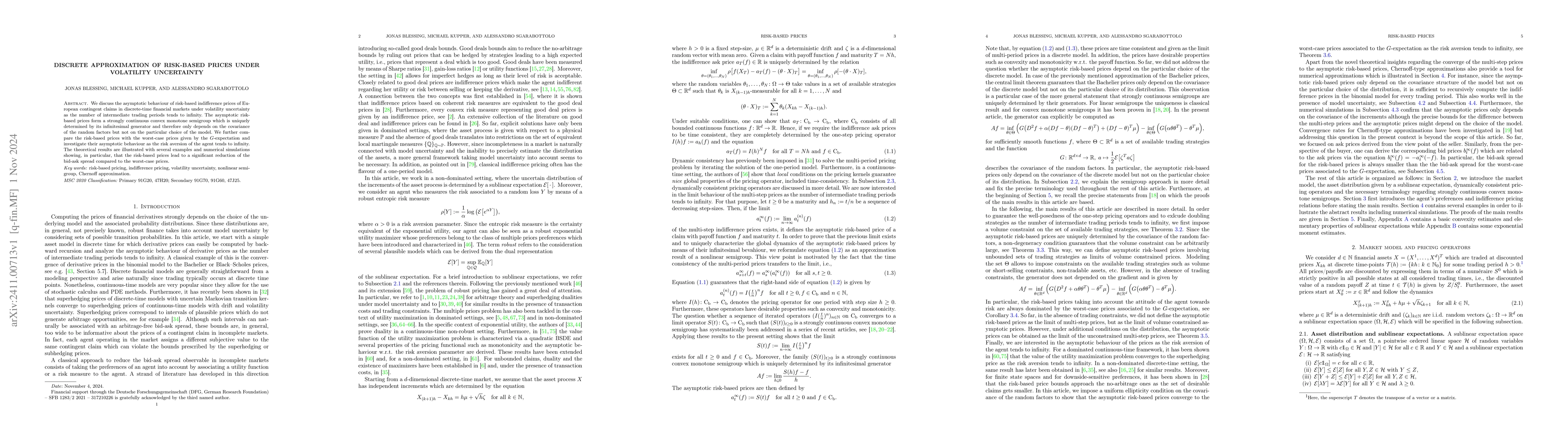 Thumbnail for Discrete approximation of risk-based prices under volatility uncertainty