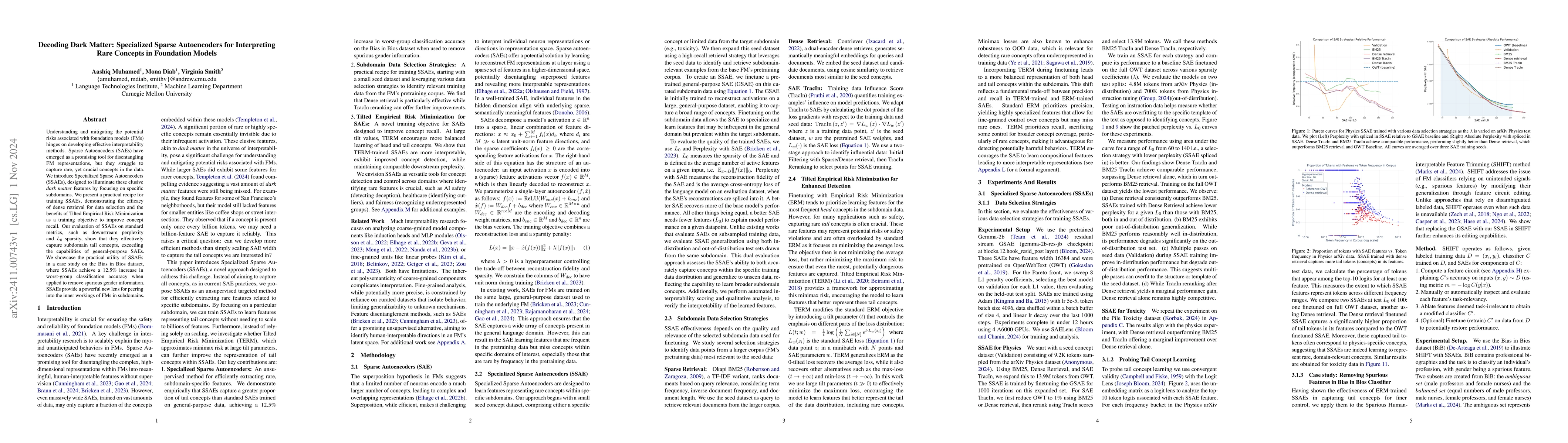 Thumbnail for Decoding Dark Matter: Specialized Sparse Autoencoders for Interpreting
  Rare Concepts in Foundation Models