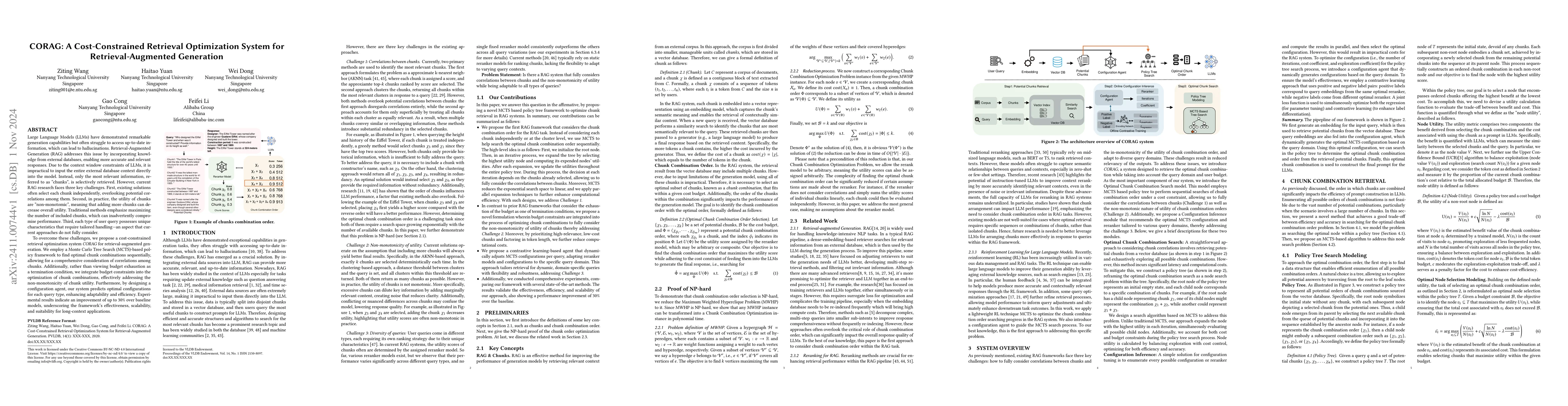 Thumbnail for CORAG: A Cost-Constrained Retrieval Optimization System for
  Retrieval-Augmented Generation