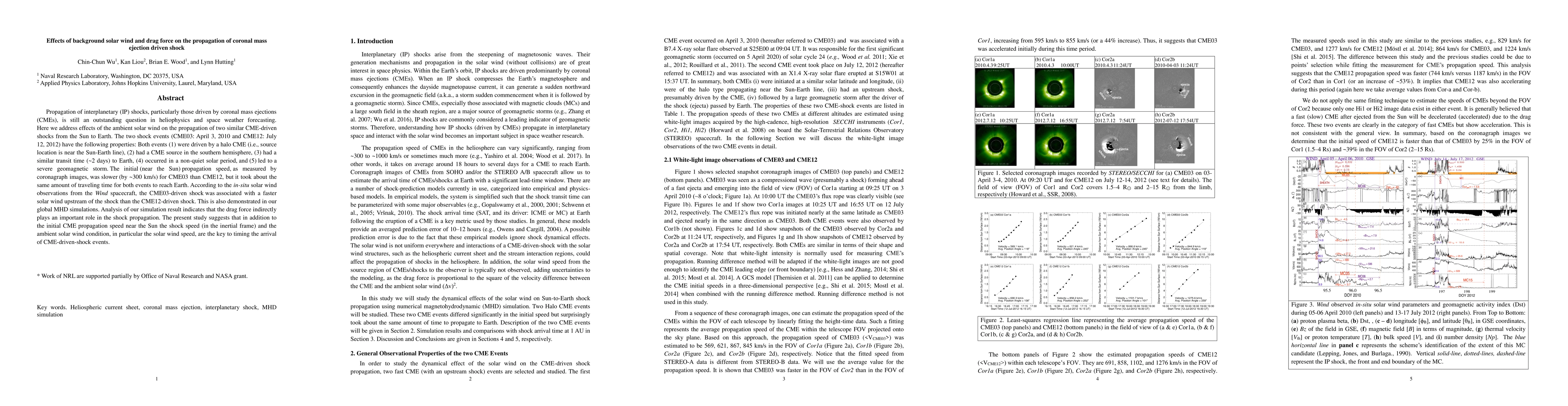 Thumbnail for Effects of background solar wind and drag force on the propagation of
  coronal mass ejection driven shock