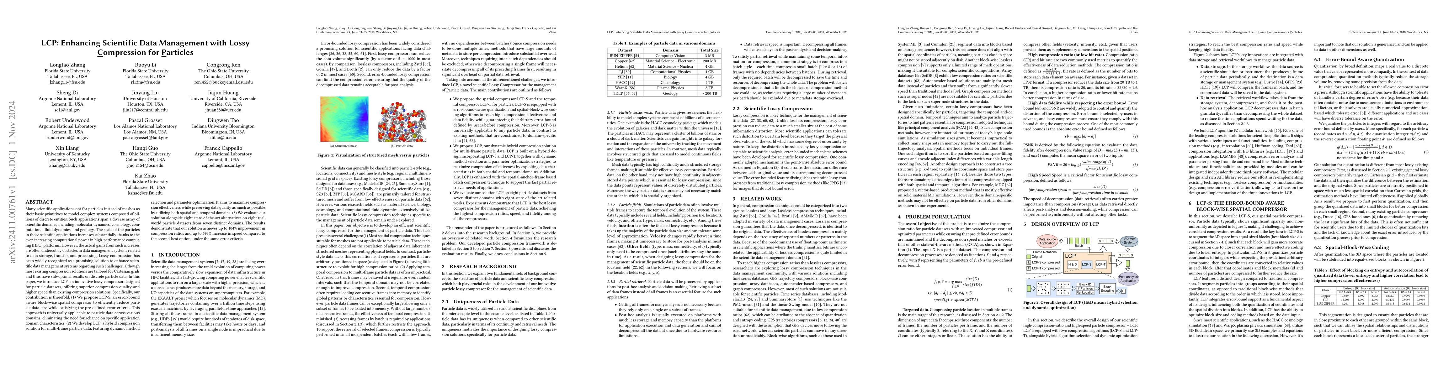 Thumbnail for LCP: Enhancing Scientific Data Management with Lossy Compression for
  Particles