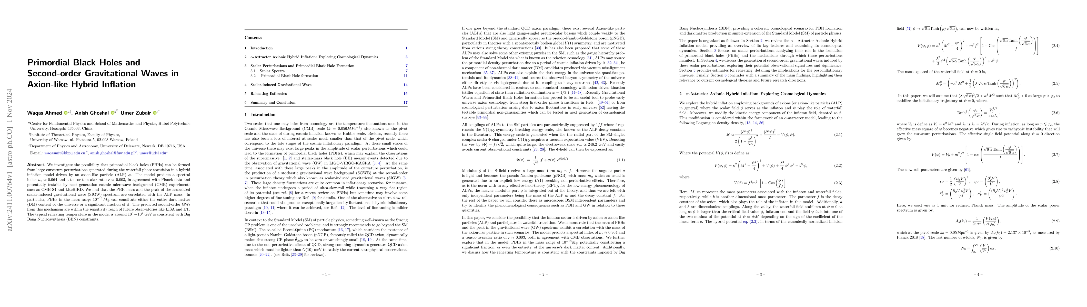 Thumbnail for Primordial Black Holes and Second-order Gravitational Waves in
  Axion-like Hybrid Inflation