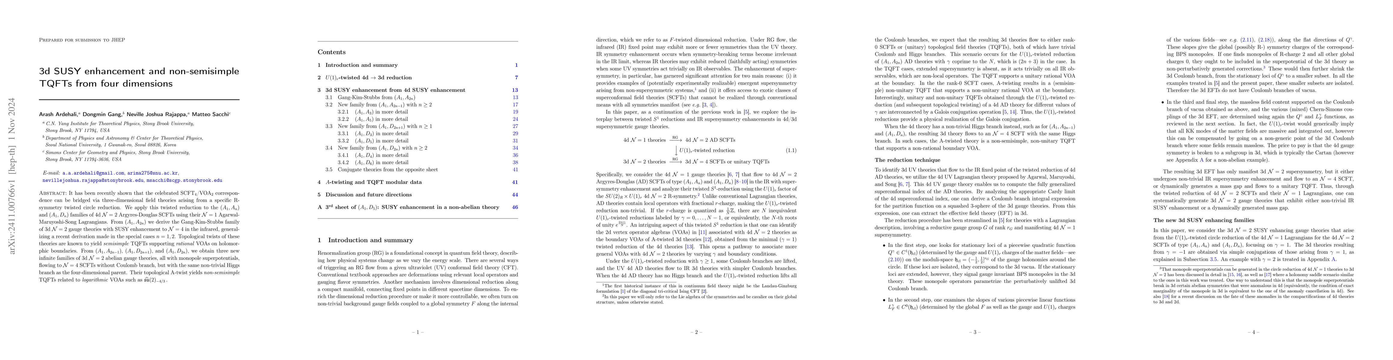 Thumbnail for 3d SUSY enhancement and non-semisimple TQFTs from four dimensions