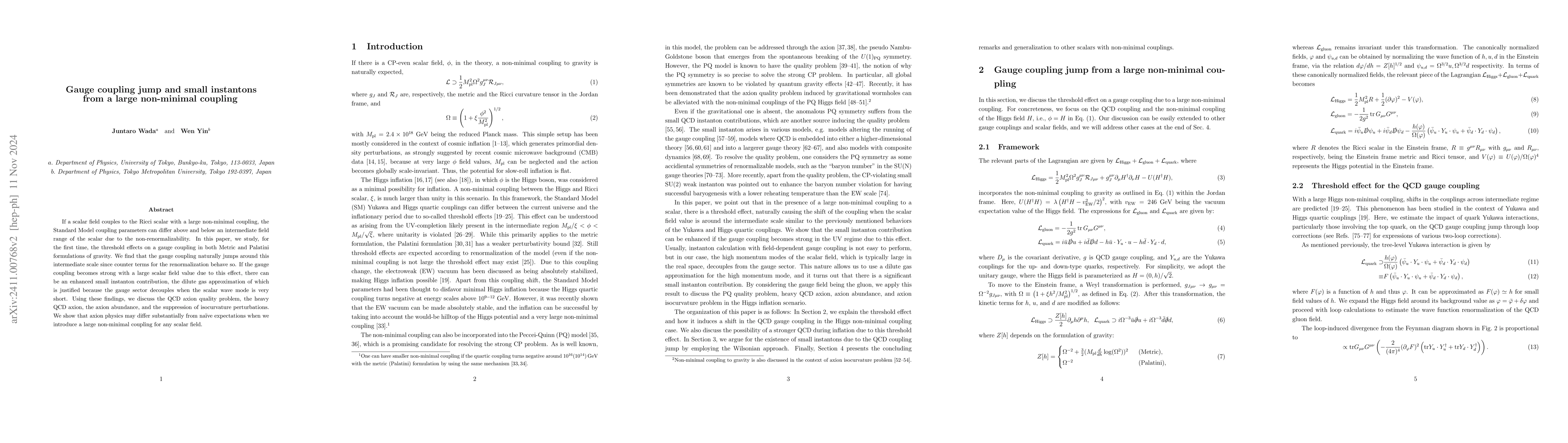 Thumbnail for Gauge coupling jump and small instantons from a large non-minimal
  coupling