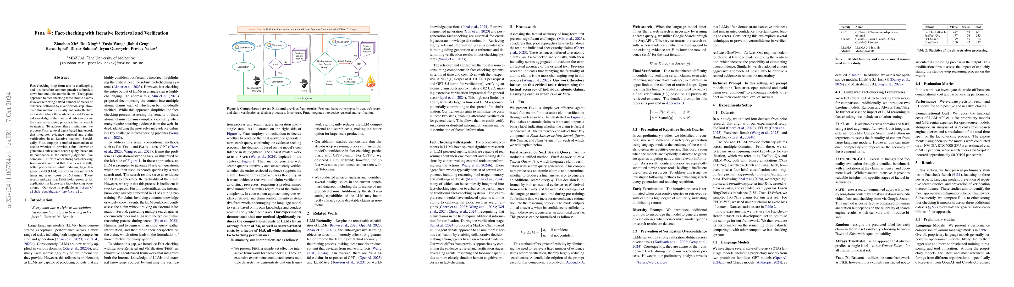Thumbnail for FIRE: Fact-checking with Iterative Retrieval and Verification