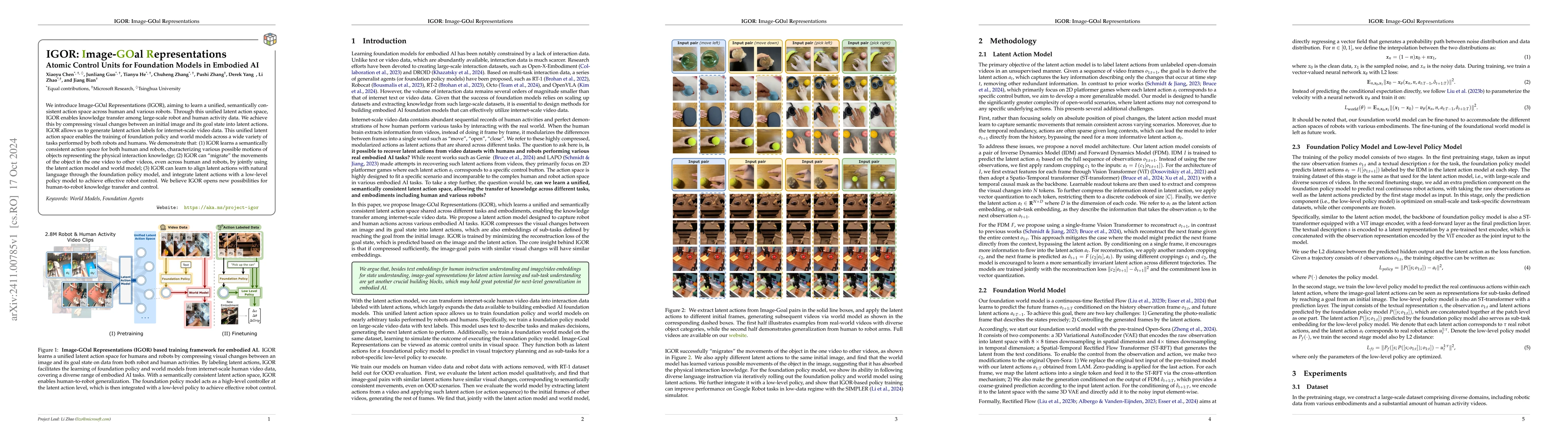 Thumbnail for IGOR: Image-GOal Representations are the Atomic Control Units for
  Foundation Models in Embodied AI