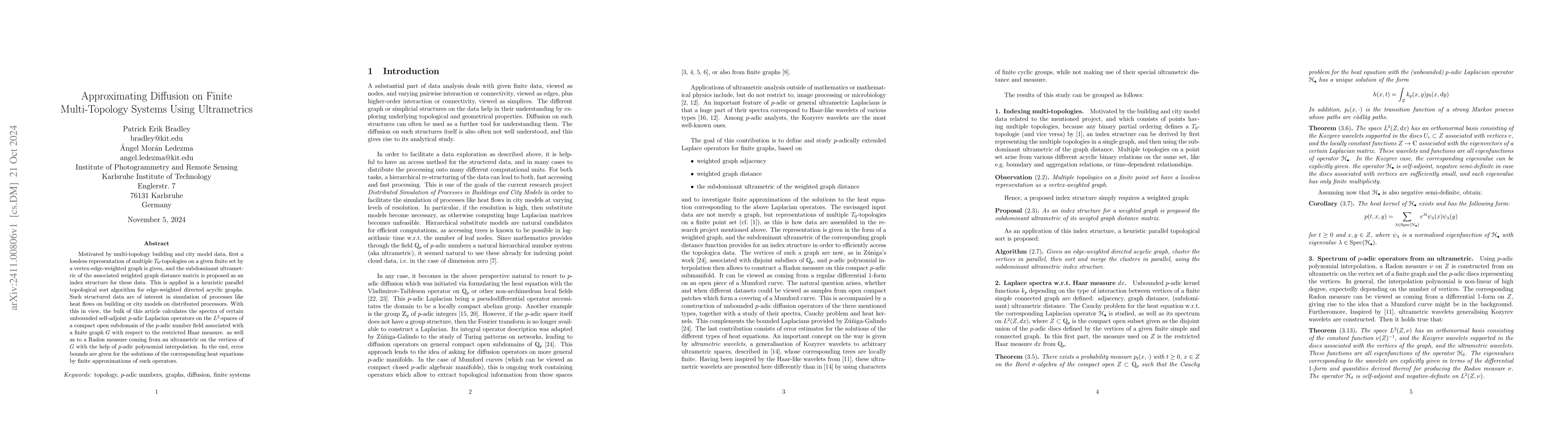 Thumbnail for Approximating Diffusion on Finite Multi-Topology Systems Using
  Ultrametrics