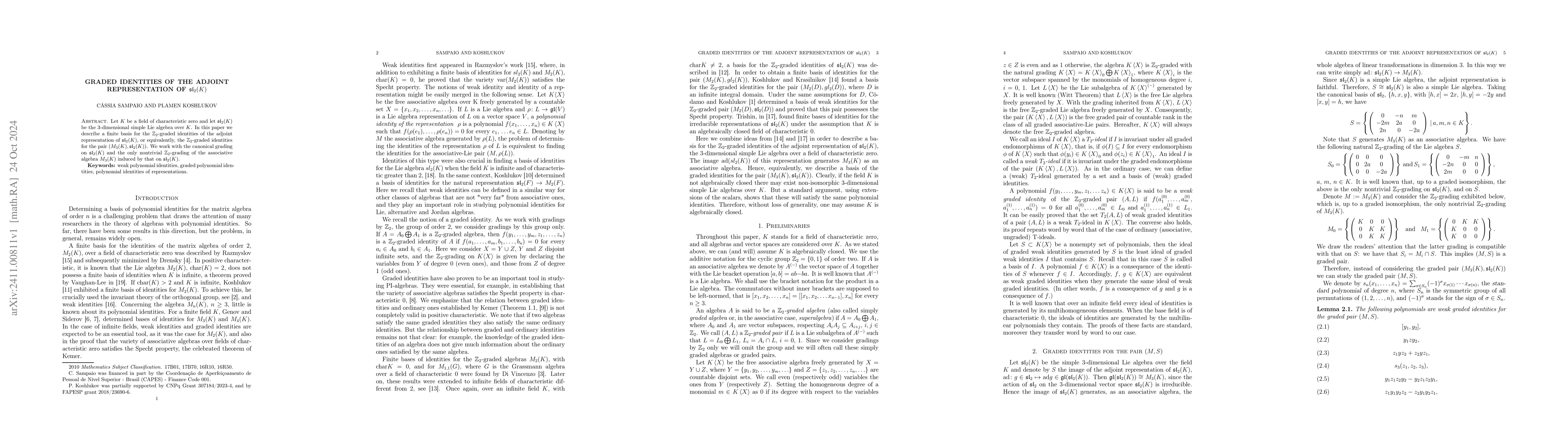 Thumbnail for Graded Identities for the Adjoont Representation of $sl_2$