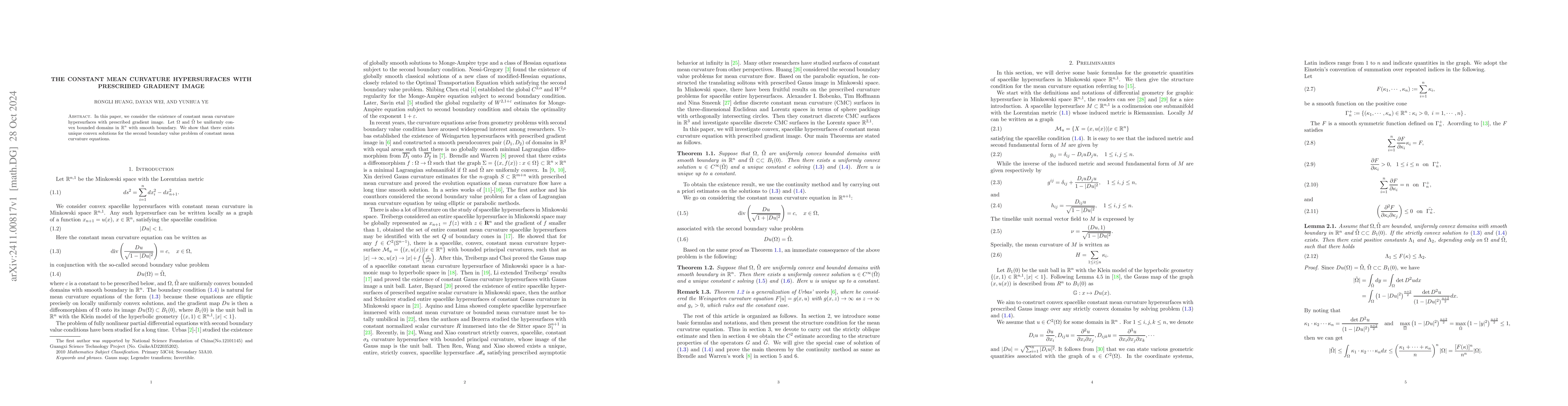 Thumbnail for The constant mean curvature hypersurfaces with prescribed gradient image