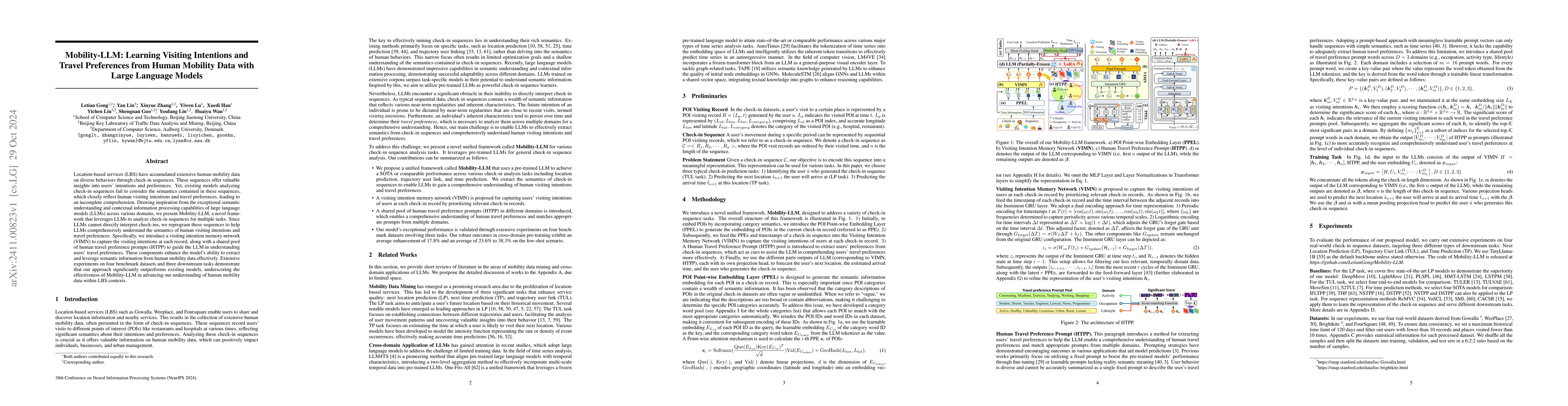 Thumbnail for Mobility-LLM: Learning Visiting Intentions and Travel Preferences from
  Human Mobility Data with Large Language Models
