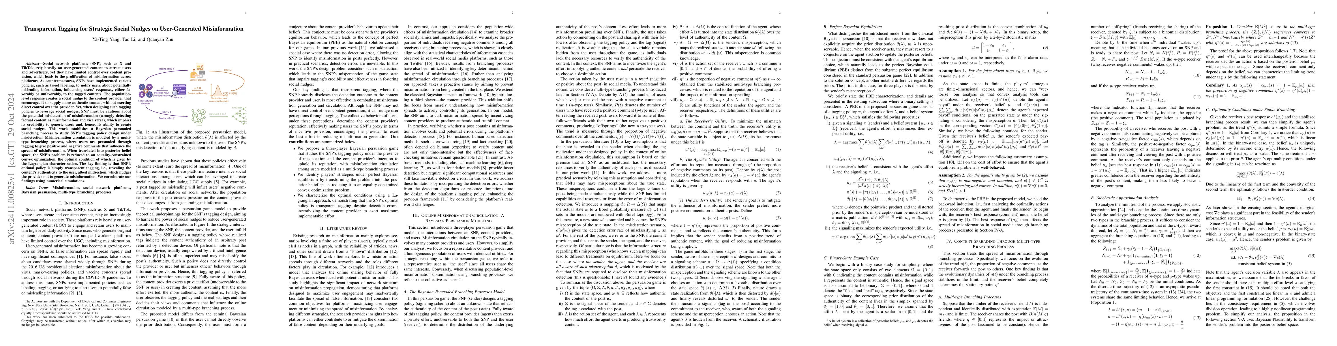 Thumbnail for Transparent Tagging for Strategic Social Nudges on User-Generated
  Misinformation